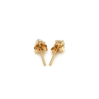 14k Yellow Gold Stud Earrings with White Hue Faceted Cubic Zirconia