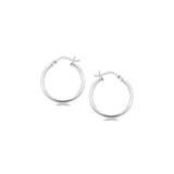 Rhodium-plated sterling silver polished thin hoop earrings, 20mm thumbnail 1