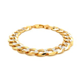 12.18 mm 14k Two Tone Gold Pave Curb Bracelet thumbnail 2