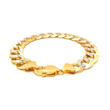12.18 mm 14k Two Tone Gold Pave Curb Bracelet thumbnail 3