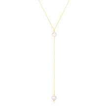 Load image into Gallery viewer, 14k Yellow Gold Lariat Necklace with Pearls