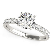 Load image into Gallery viewer, 14k White Gold Single Row Shank Round Diamond Engagement Ring (1 1/3 cttw)