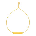 14K yellow gold adjustable bracelet with polished shiny bar centerpiece