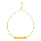 14K yellow gold adjustable bracelet with polished shiny bar centerpiece thumbnail 1