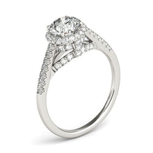 Load image into Gallery viewer, 14k White Gold Round Cut Pave Set Shank Diamond Engagement Ring (1 3/8 cttw)