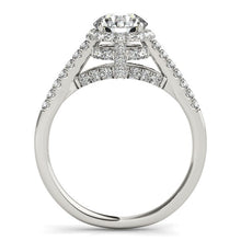 Load image into Gallery viewer, 14k White Gold Round Cut Pave Set Shank Diamond Engagement Ring (1 3/8 cttw)