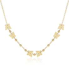 Load image into Gallery viewer, 14k Yellow Gold 18 inch Necklace with Polished Butterflies and Beads