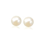 14k Yellow Gold Freshwater Cultured White Pearl Stud Earrings (7.0 mm) thumbnail 1