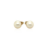 14k Yellow Gold Freshwater Cultured White Pearl Stud Earrings (7.0 mm) thumbnail 2