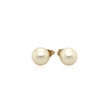 Load image into Gallery viewer, 14k Yellow Gold Freshwater Cultured White Pearl Stud Earrings (7.0 mm)