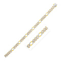 14K yellow gold Figaro chain with white pave links at 8.0mm gauge