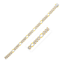 Load image into Gallery viewer, Modern Lite Figaro with White Pave Chain in 14K Yellow Gold (8.0mm)