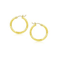10K yellow gold diamond-cut hoop earrings, 15mm round profile