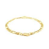 14k Yellow Gold 7 inch Figaro Chain Bracelet with Heart thumbnail 3