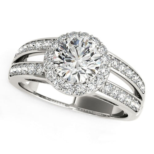 14k White Gold Round Split Shank Style Diamond Engagement Ring (1 1/2 cttw)