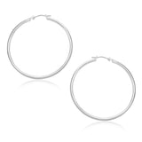 10k White Gold Polished Hoop Earrings (30mm) thumbnail 1