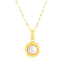 Load image into Gallery viewer, 14k Yellow Gold Flower Necklace with Pearl