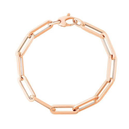 14K Rose Gold Extra Wide Paperclip Chain Bracelet