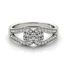Load image into Gallery viewer, Two Stone Split Shank Design Diamond Ring in 14k White Gold (3/4 cttw)