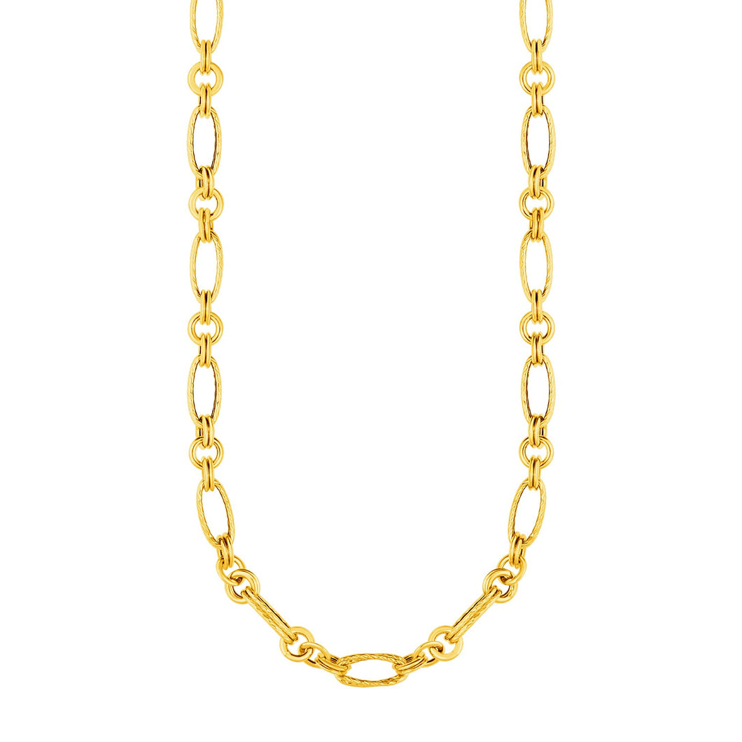 14k Yellow Gold Twisted and Polished Link Necklace