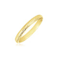 14K yellow gold textured comfort fit wedding band with rounded profile