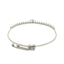 Load image into Gallery viewer, Adjustable Bead Bracelet with Round Charm and Cubic Zirconias in Sterling Silver