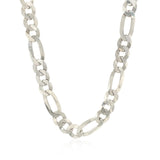 Sterling Silver Rhodium Plated Classic Figaro Chain 8.1mm thumbnail 2