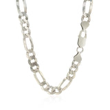 Sterling Silver Rhodium Plated Classic Figaro Chain 8.1mm thumbnail 3