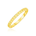 14K yellow gold ring with beaded surface texture on a rounded band
