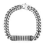 Sterling Silver Gunmetal Finish Cuban Link ID Style Bracelet thumbnail 2