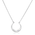 Sterling silver moon motif necklace with diamond on 18 inch chain