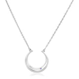Sterling silver moon motif necklace with diamond on 18 inch chain thumbnail 1