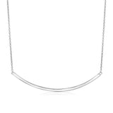 925 sterling silver curved bar necklace with polished finish thumbnail 1