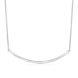 Sterling Silver Polished Curved Bar Necklace