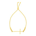 14K yellow gold bracelet with textured cross and adjustable slide closure