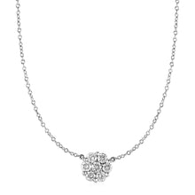 Load image into Gallery viewer, 14k White Gold Necklace with Round Pendant with White Diamonds