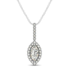 Load image into Gallery viewer, Marquis Shape Diamond Halo Pendant in 14k White Gold (2/3 cttw)
