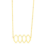 14K yellow gold stylized honeycomb pendant necklace thumbnail 1