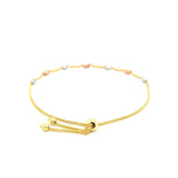 14k Tri-Color Gold Textured Oval Station Lariat Style Bracelet thumbnail 3
