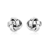 Sterling silver love knot earrings with polished interlaced design thumbnail 1