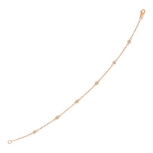 Load image into Gallery viewer, 14k Rose Gold 7 inch Bracelet with Diamond Stations
