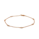 14k Rose Gold 7 inch Bracelet with Diamond Stations thumbnail 2