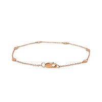 14k Rose Gold 7 inch Bracelet with Diamond Stations