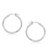 14k White Gold Diamond Cut Hoop Earrings  (25mm Diameter) thumbnail 1