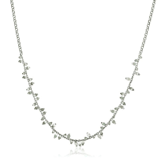 Sterling silver 18 inch leaf motif chain necklace
