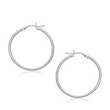 10k White Gold Polished Hoop Earrings (30 mm) thumbnail 1