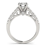 14k White Gold Scalloped Single Row Band Diamond Engagement Ring (1 3/8 cttw) thumbnail 2