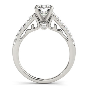 14k White Gold Scalloped Single Row Band Diamond Engagement Ring (1 3/8 cttw)