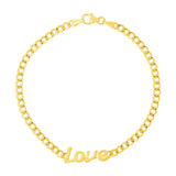 14k Yellow Gold 7 inch Curb Chain Love Bracelet thumbnail 2