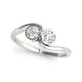14K white gold ring with 2 round diamond stones in bezel settings